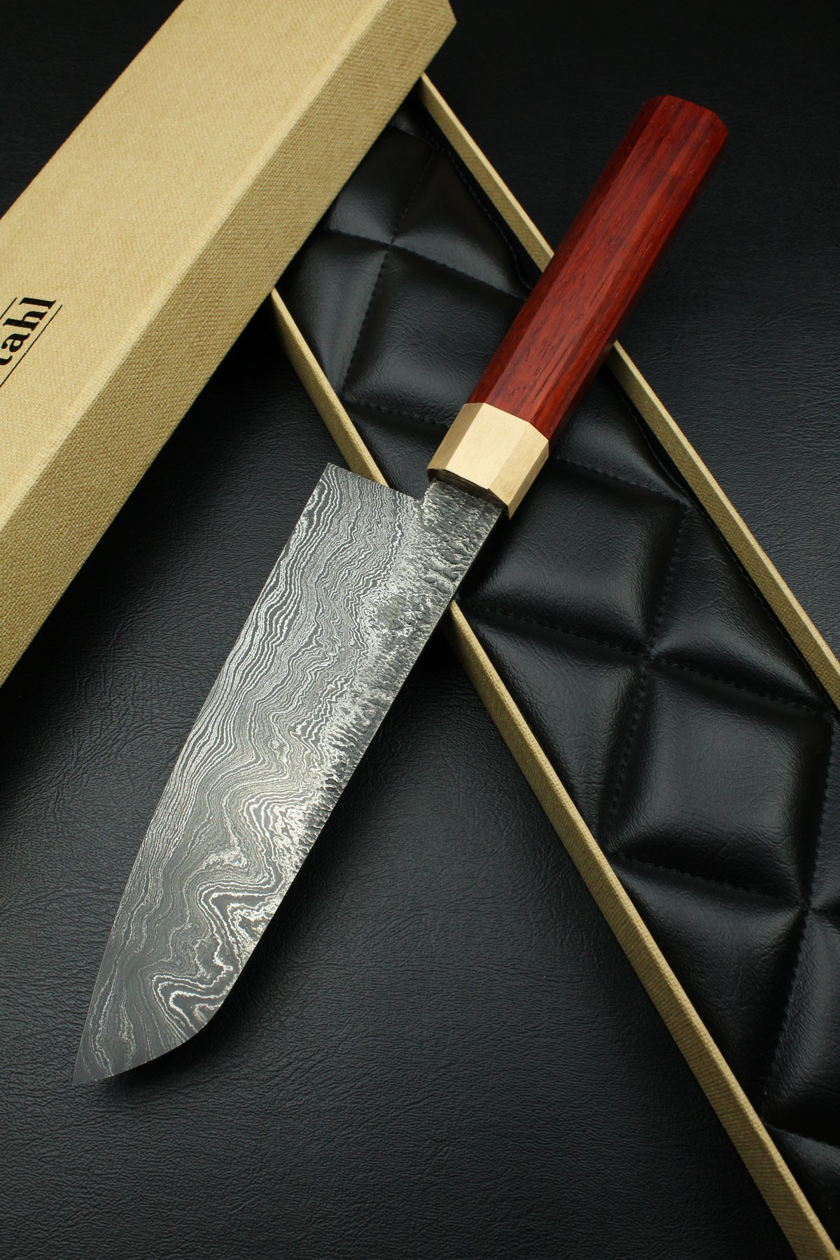 Padouk-Damast-Santoku 215, achteckiger Griff, 2,1