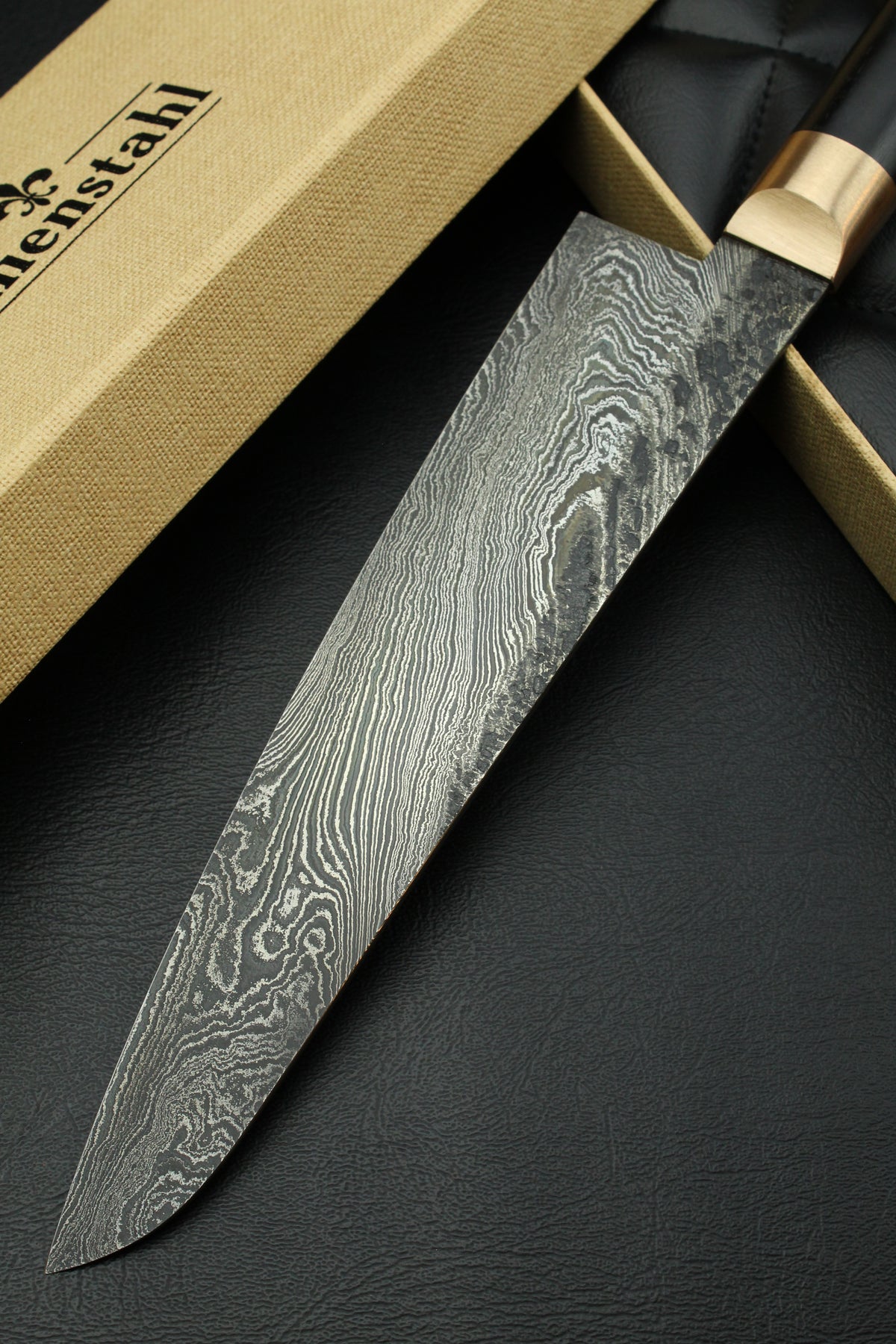Damast-Gyuto Torsion schwarzes Ebenholz 1,5