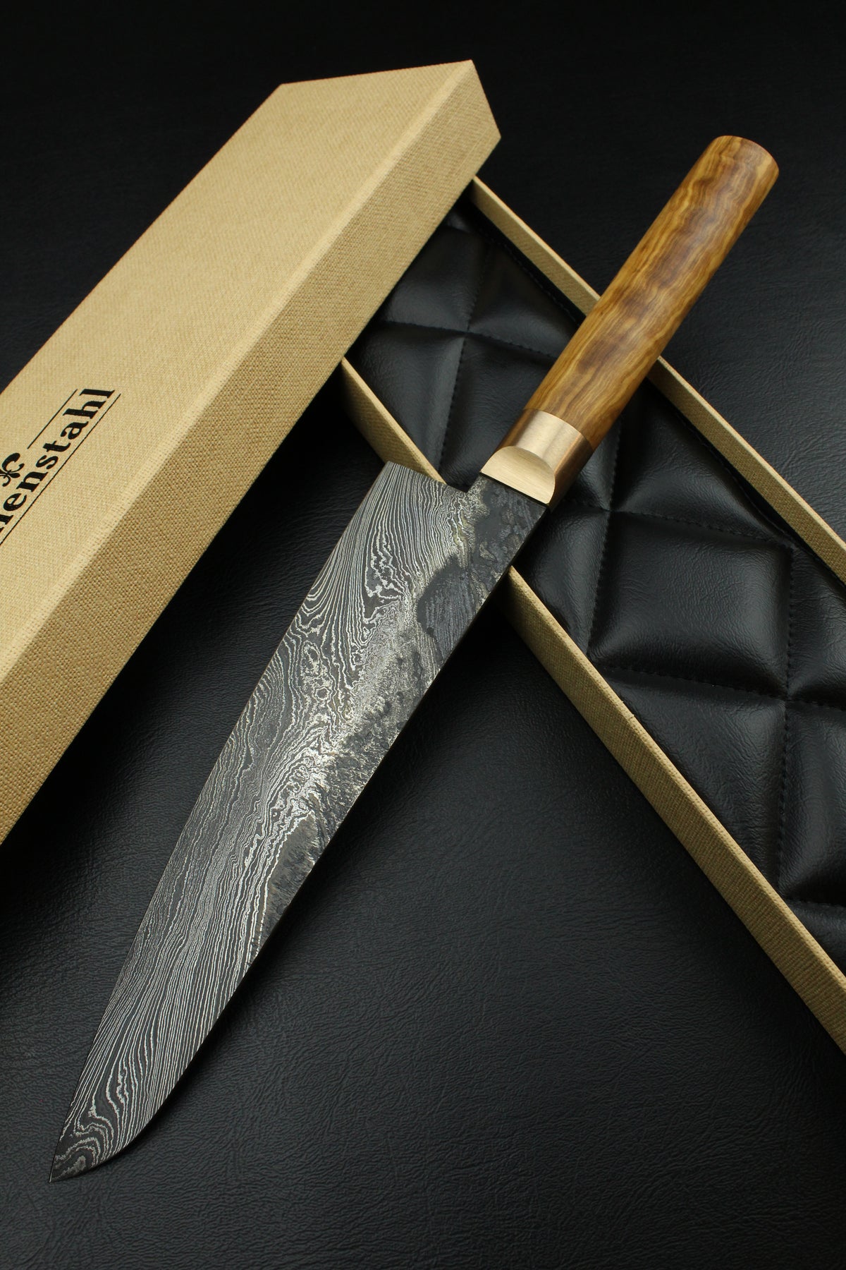Damast-Gyuto Torsion Olive Oval