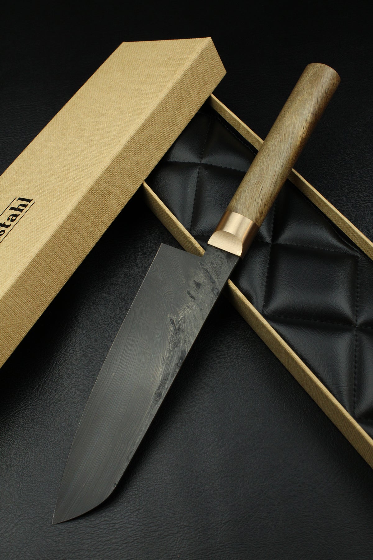 Damast-Santoku HL Torsion Walnuss