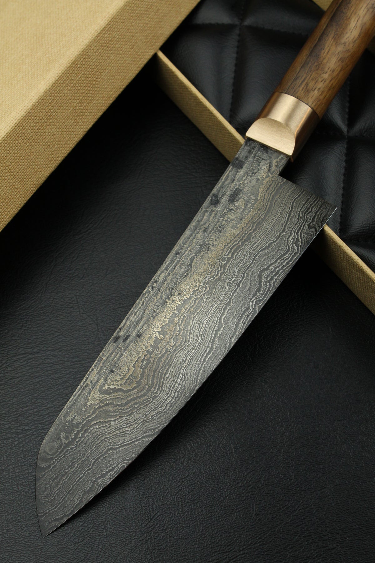Damast-Santoku 500L Oval Patina