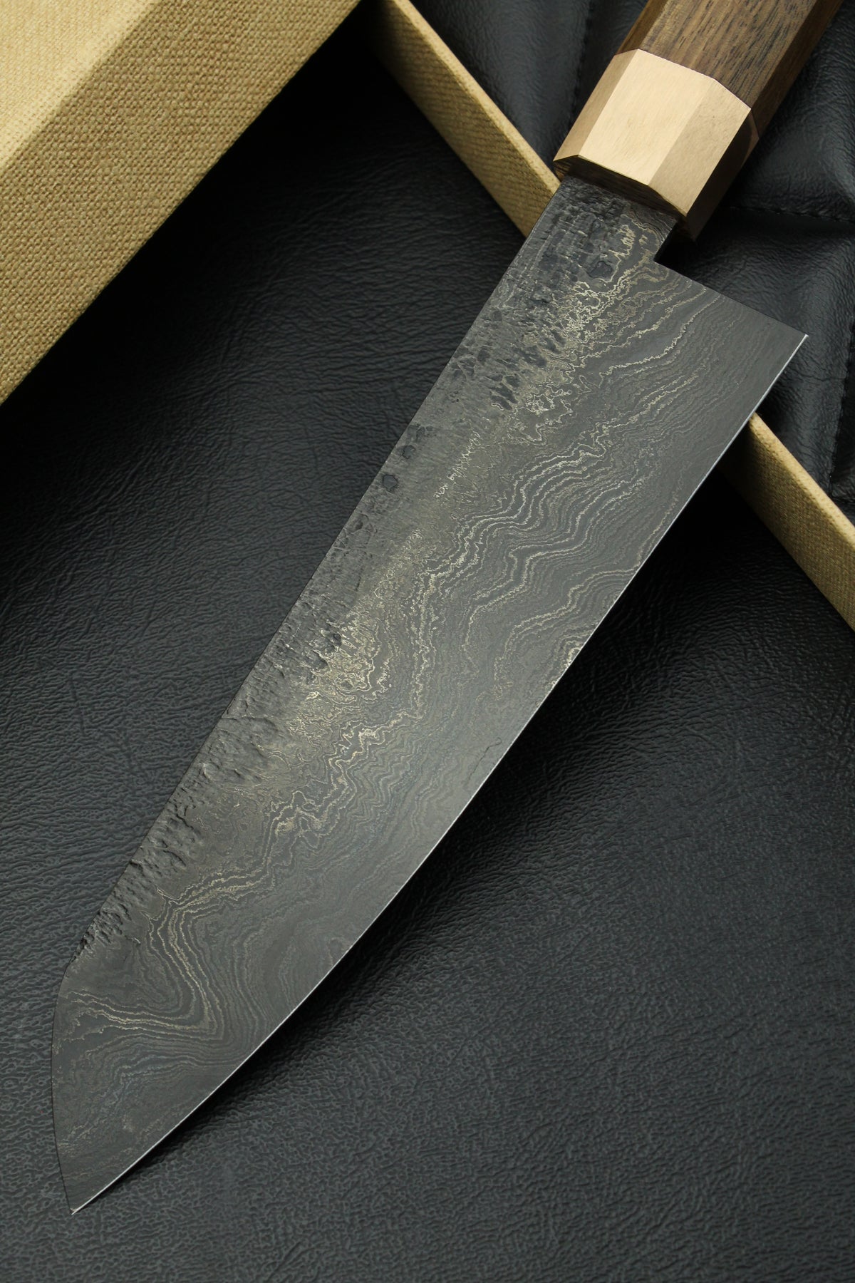 Damast-Santoku 500L Achteck Patina 1.0