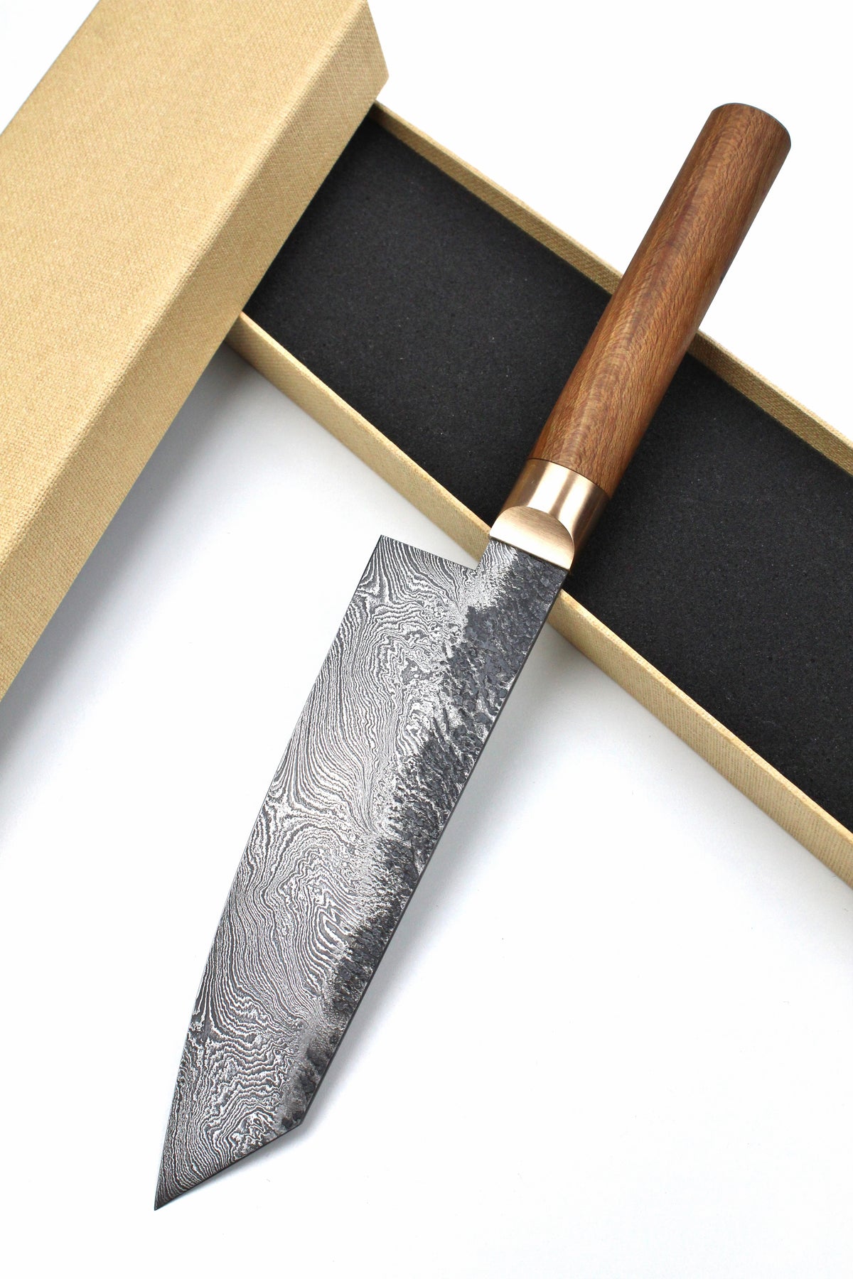 Damaszener Santoku 320L Ulmenholz
