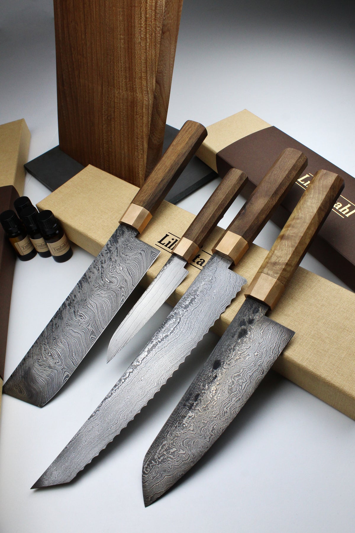 Premium Knife Set Octagonal Walnut
