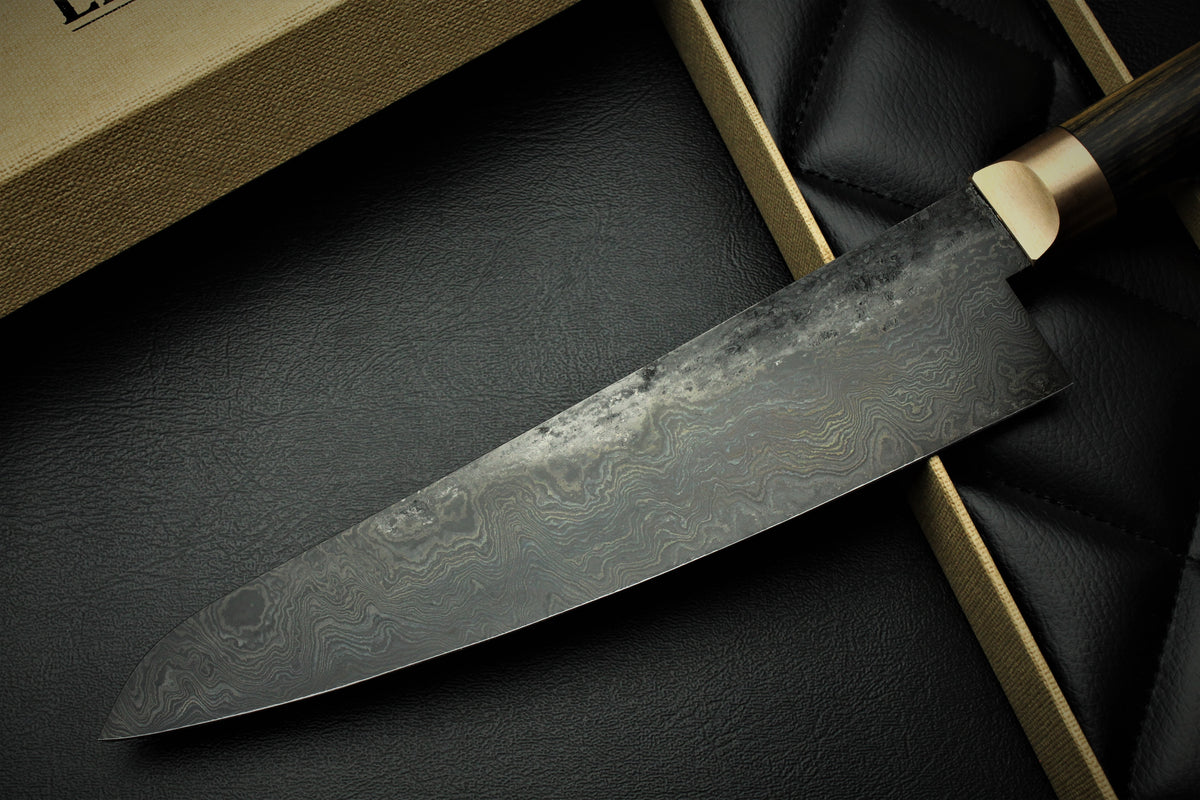 Gyuto 1 Schwarzes Damaszter Weiß-Schwarz Königliches Ebenholz