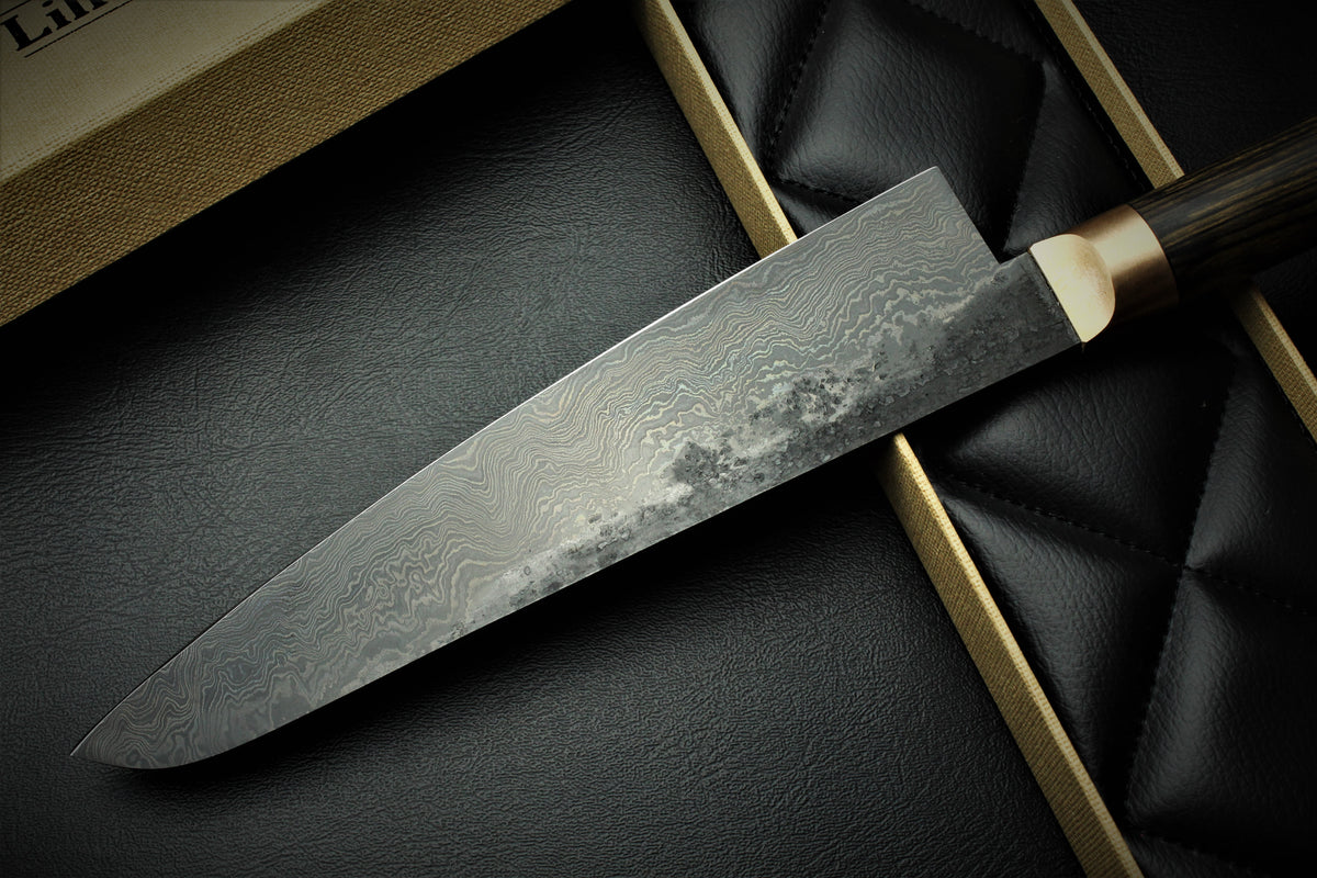 Gyuto 1 Schwarzes Damaszter Weiß-Schwarz Königliches Ebenholz