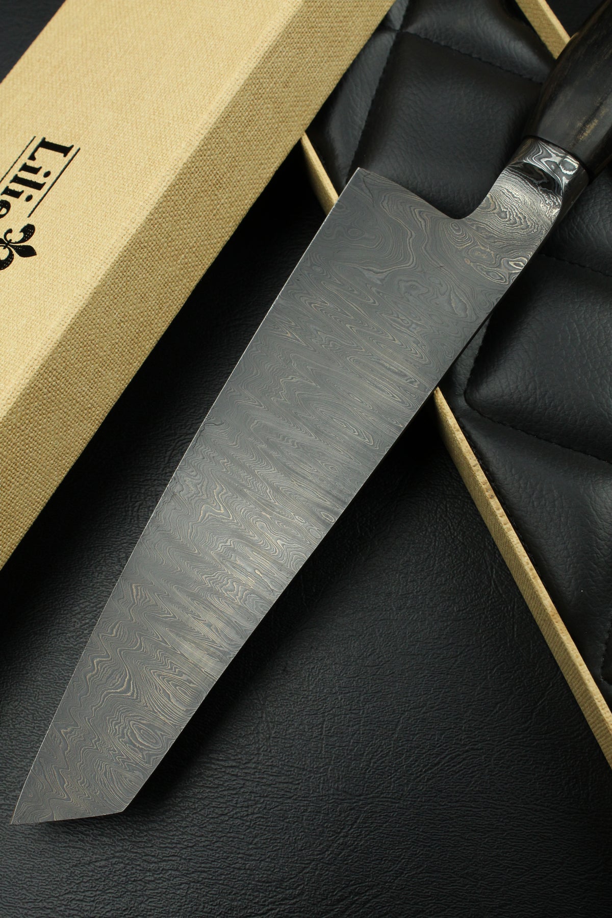 Gyuto 205 Schwarzes Ebenholz Dunkler Damast