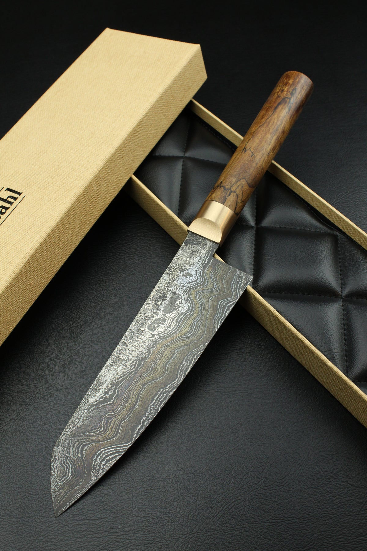 Damascus-Santoku 500L, deutsche Walnuss-Griffschalen