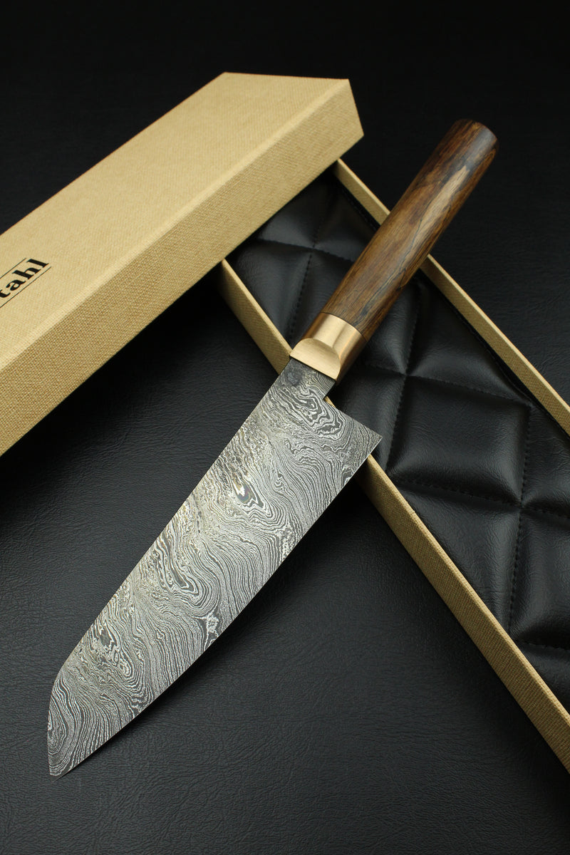 Damascus Santoku 320L Torsion German Walnut