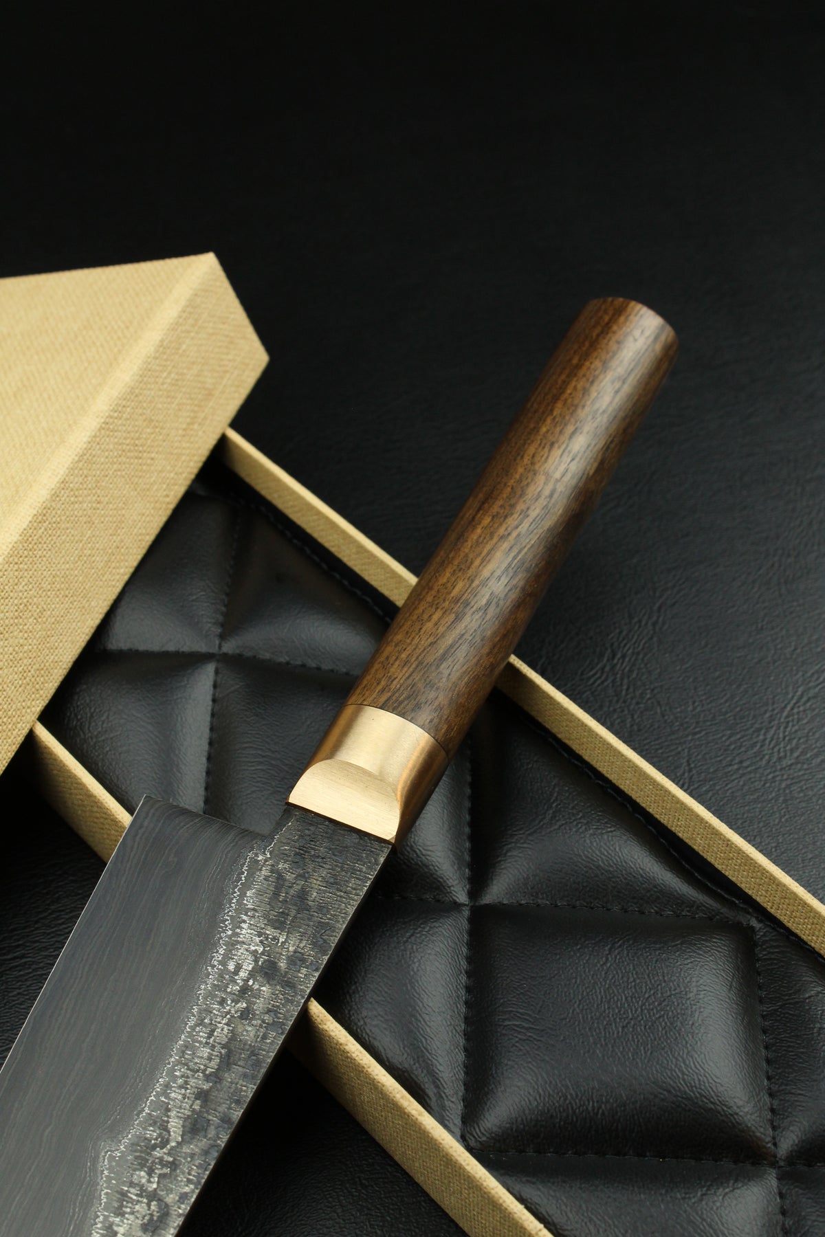Damascus-Gyuto 500L aus deutschem Walnussholz