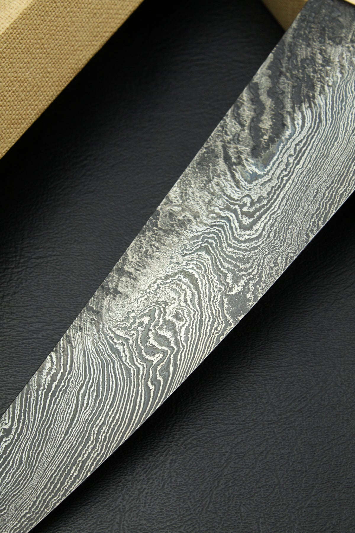 Damast-Gyuto Torsion schwarzes Ebenholz 1,5