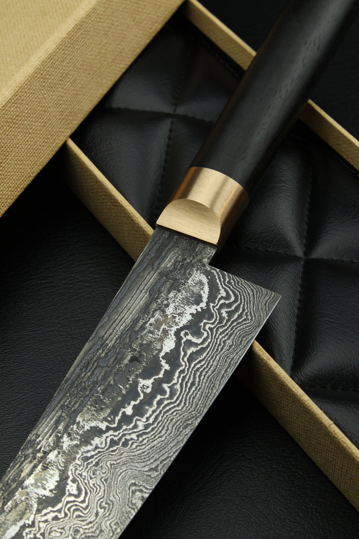 Damast-Gyuto 320L schwarzes Ebenholz 215