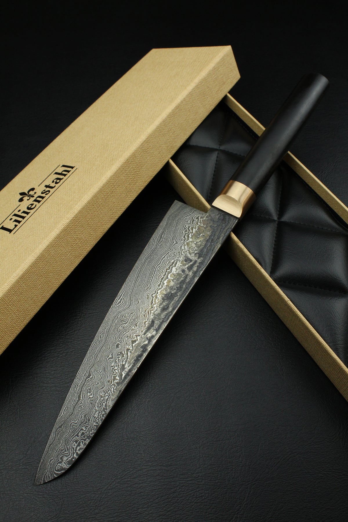 Damast-Gyuto 320L schwarzes Ebenholz 2.0