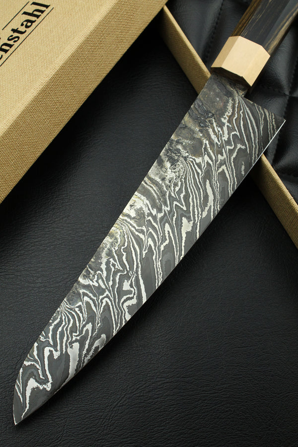 Damascus Gyuto Zebra Black Ebony Octagonal