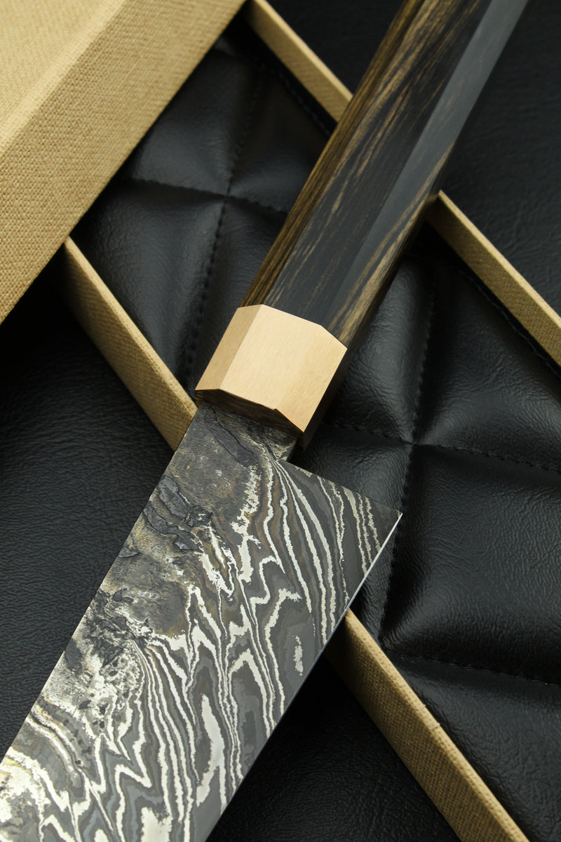 Damascus Gyuto Zebra Black Ebony Octagonal