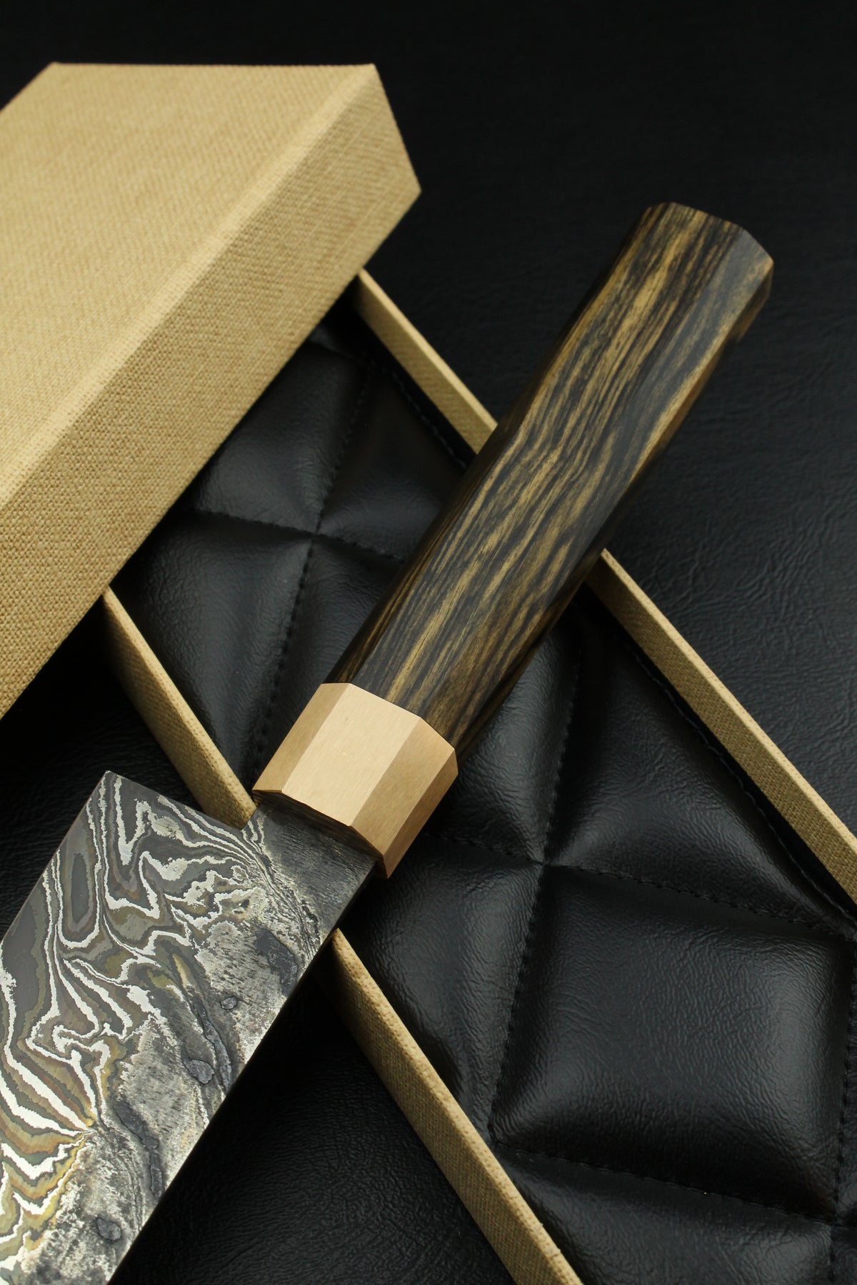 Damast-Gyuto B&W Ebenholz Achteck