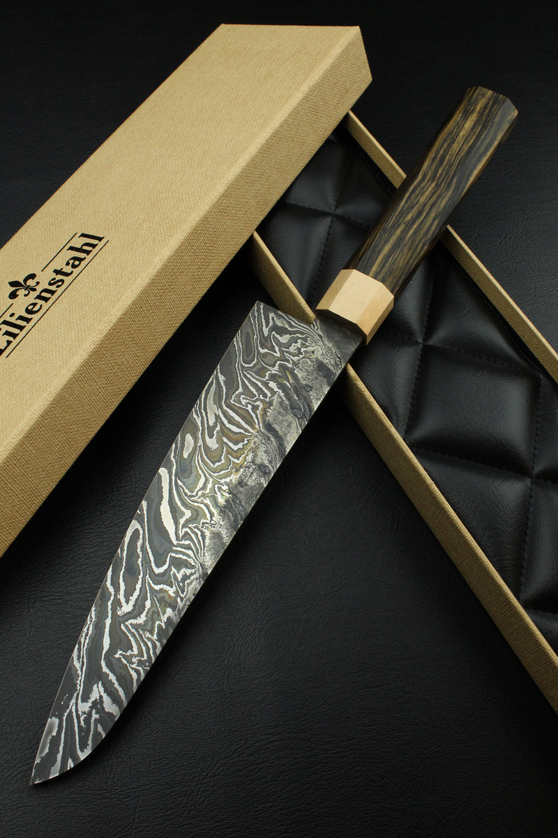 Damascus Gyuto B&WEbony Octagonal