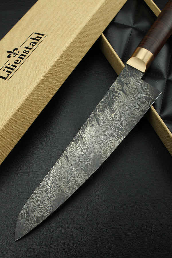 Damascus Gyuto Torsion Ringed Gidgee Oval