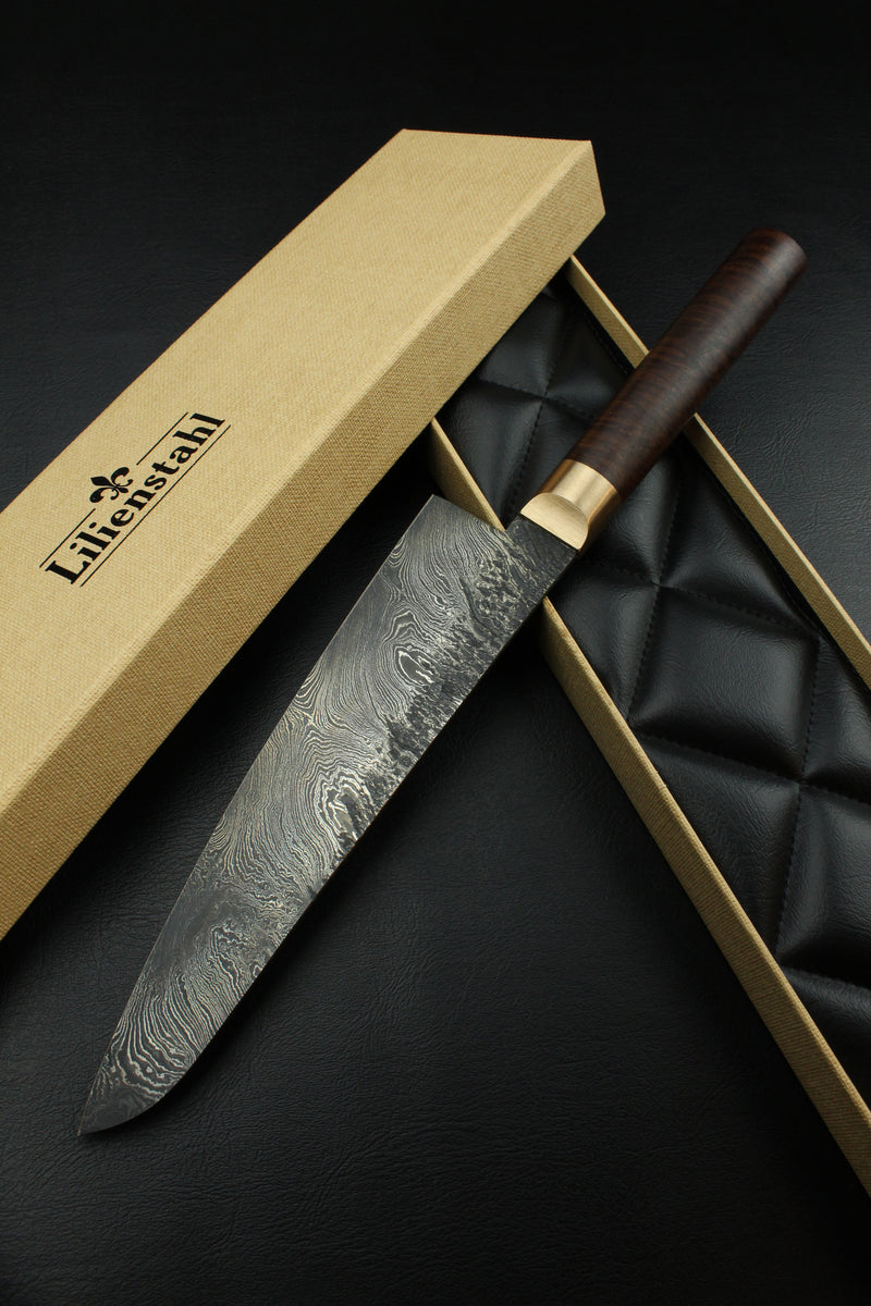 Damascus Gyuto Torsion Ringed Gidgee Oval