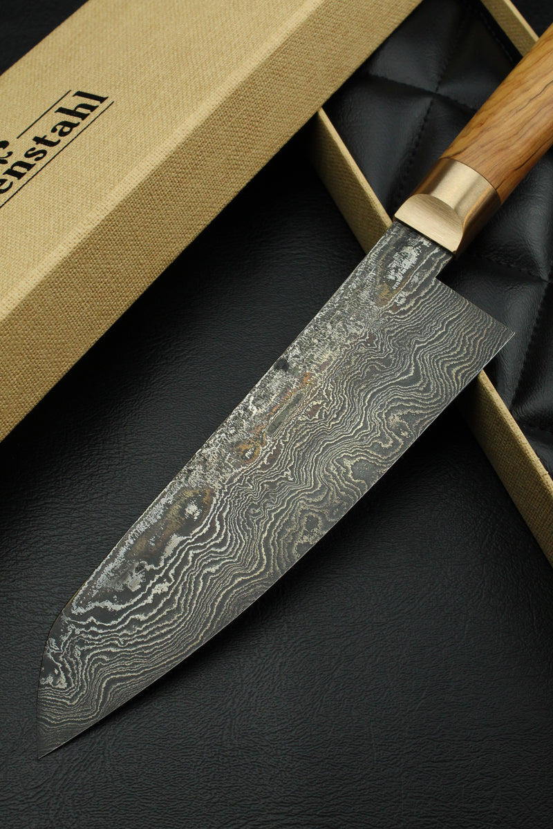 Damascus Santoku 320L Olive Oval 1.0