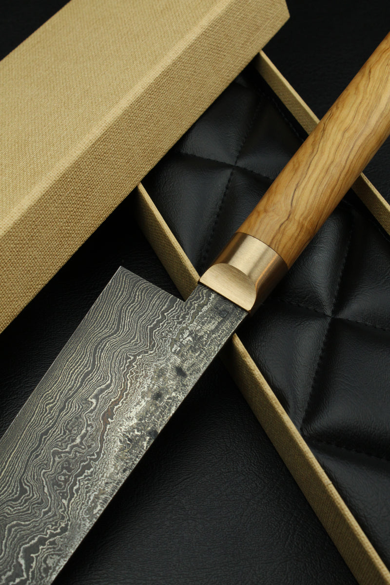 Damascus Santoku 320L Olive Oval 1.0