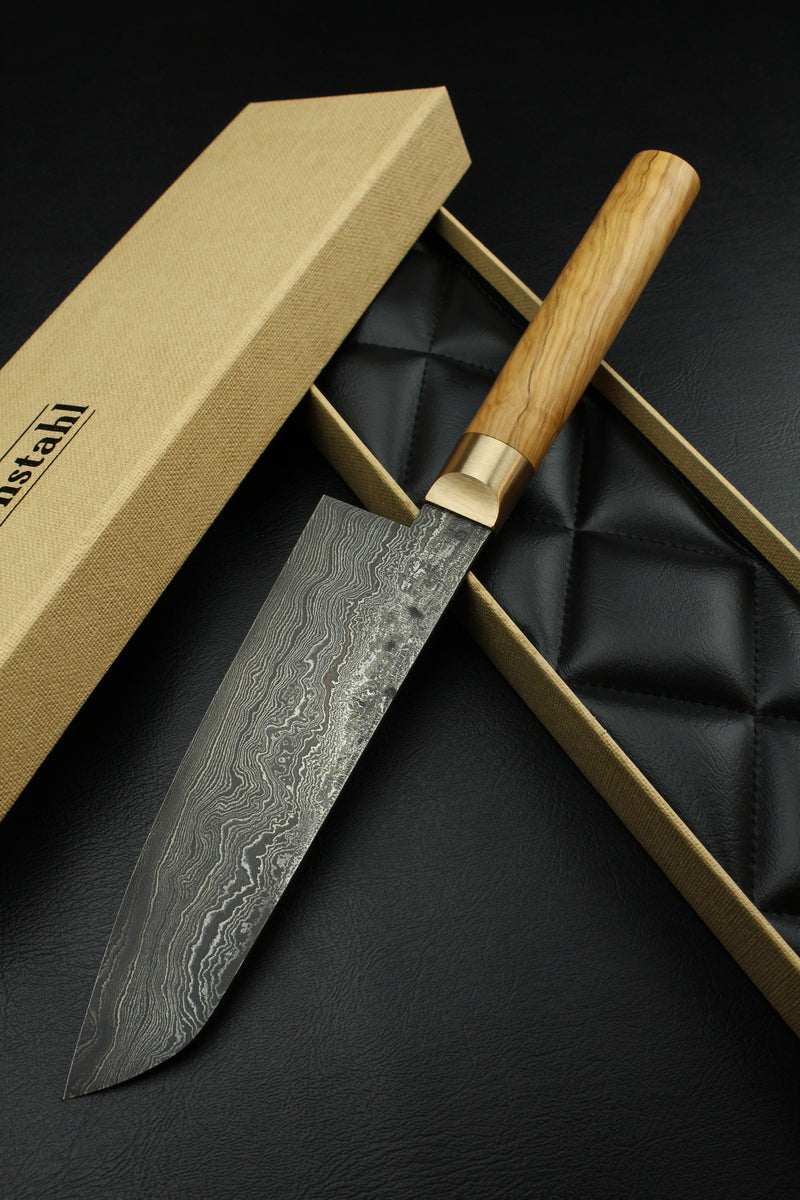 Damascus Santoku 320L Olive Oval 1.0