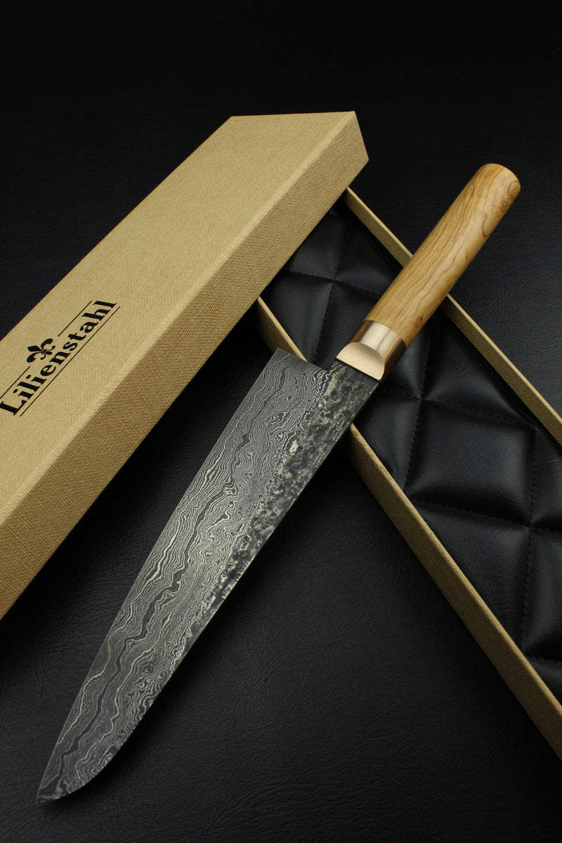 Damascus Gyuto 320L Olive Oval 1.0