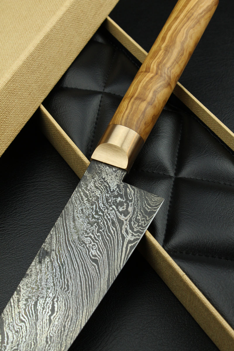 Damascus Gyuto Torsion Olive Oval