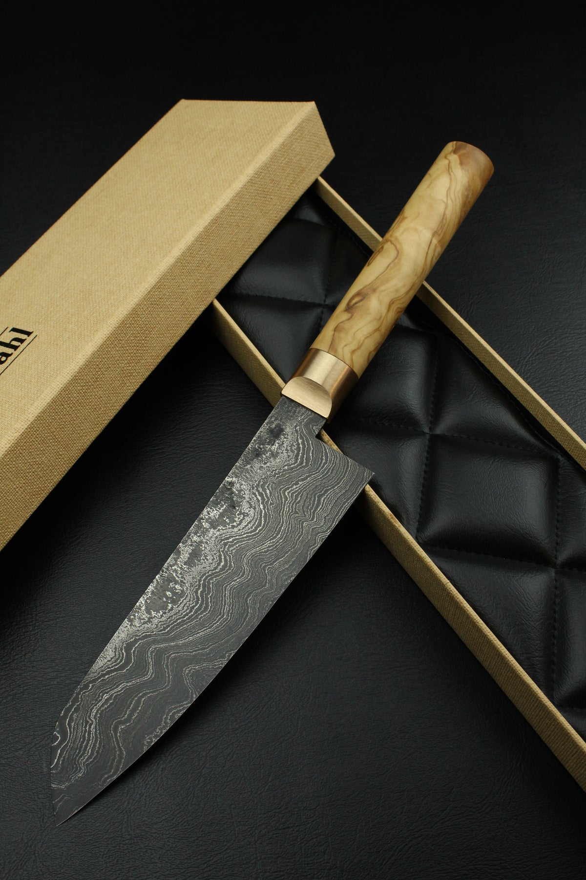 Damast-Santoku 500L Olive Oval