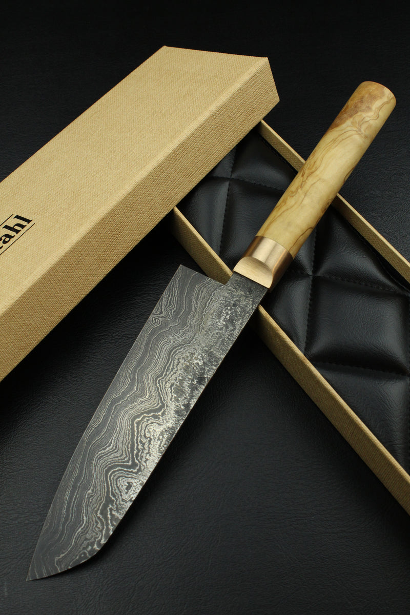 Damascus Santoku 500L Olive Oval