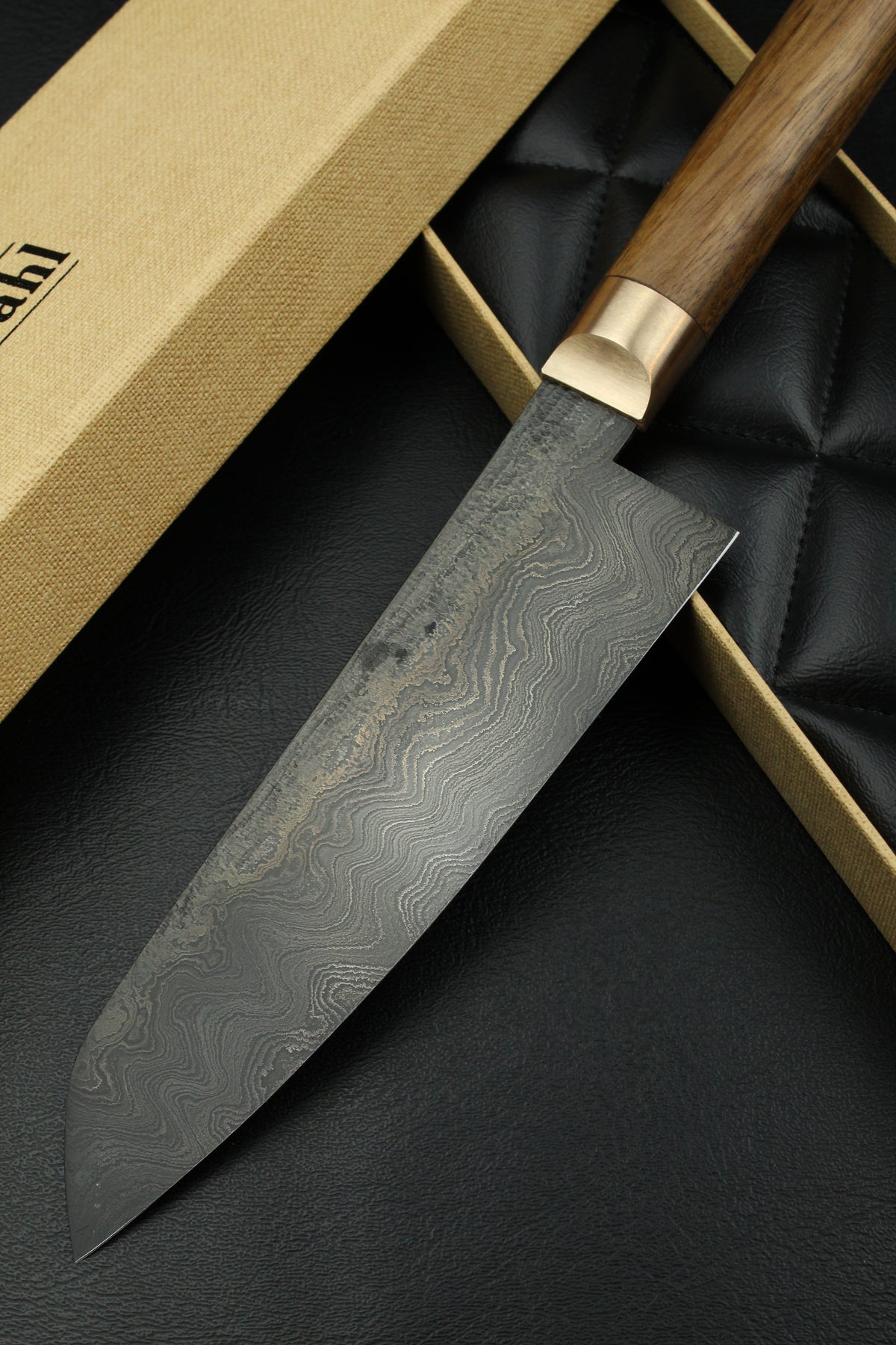 Damast-Santoku 500L Oval Patina