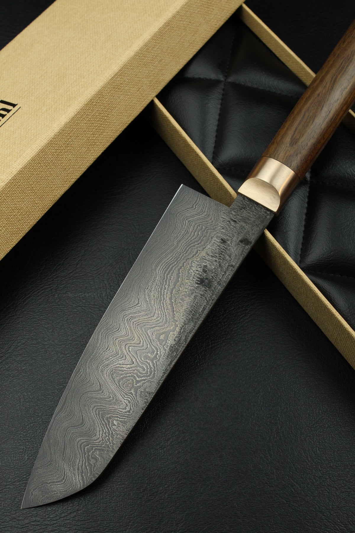 Damast-Santoku 500L Oval Patina