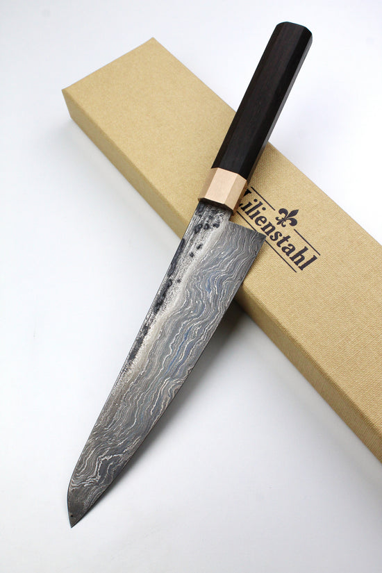 Damascus Gyuto Bog Oak Octagonal