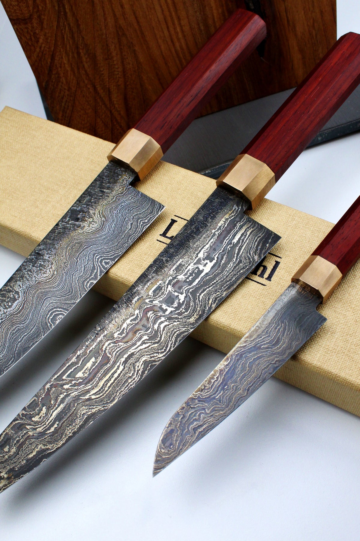 Premium Knife Set Octagonal Padouk