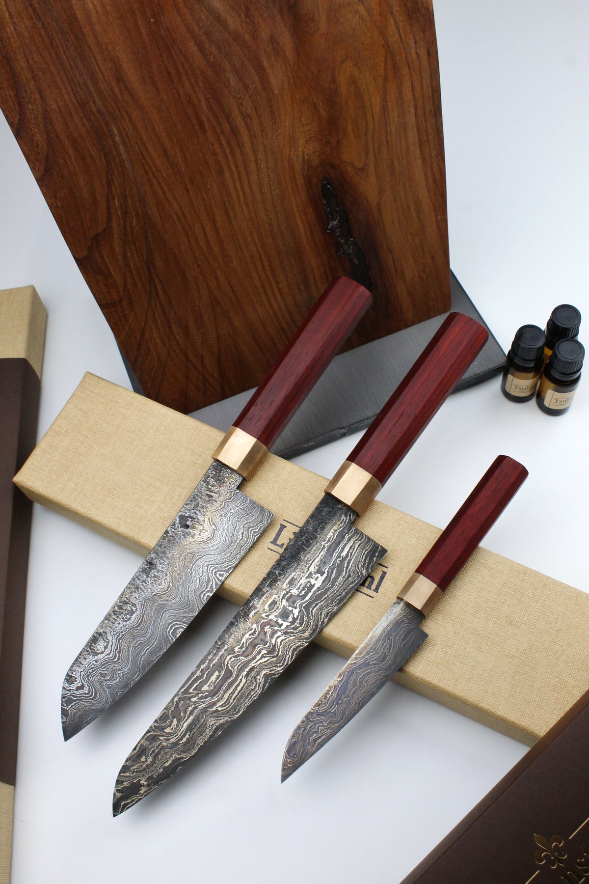 Premium-Messerset Achteck Padauk