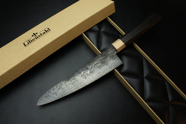 Gyuto Damascus Bog Oak Octagonal