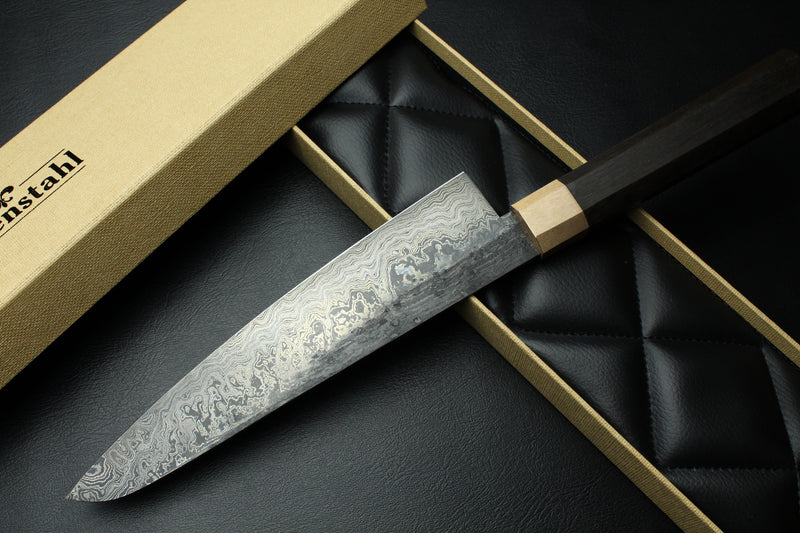 Gyuto Damascus Bog Oak Octagonal