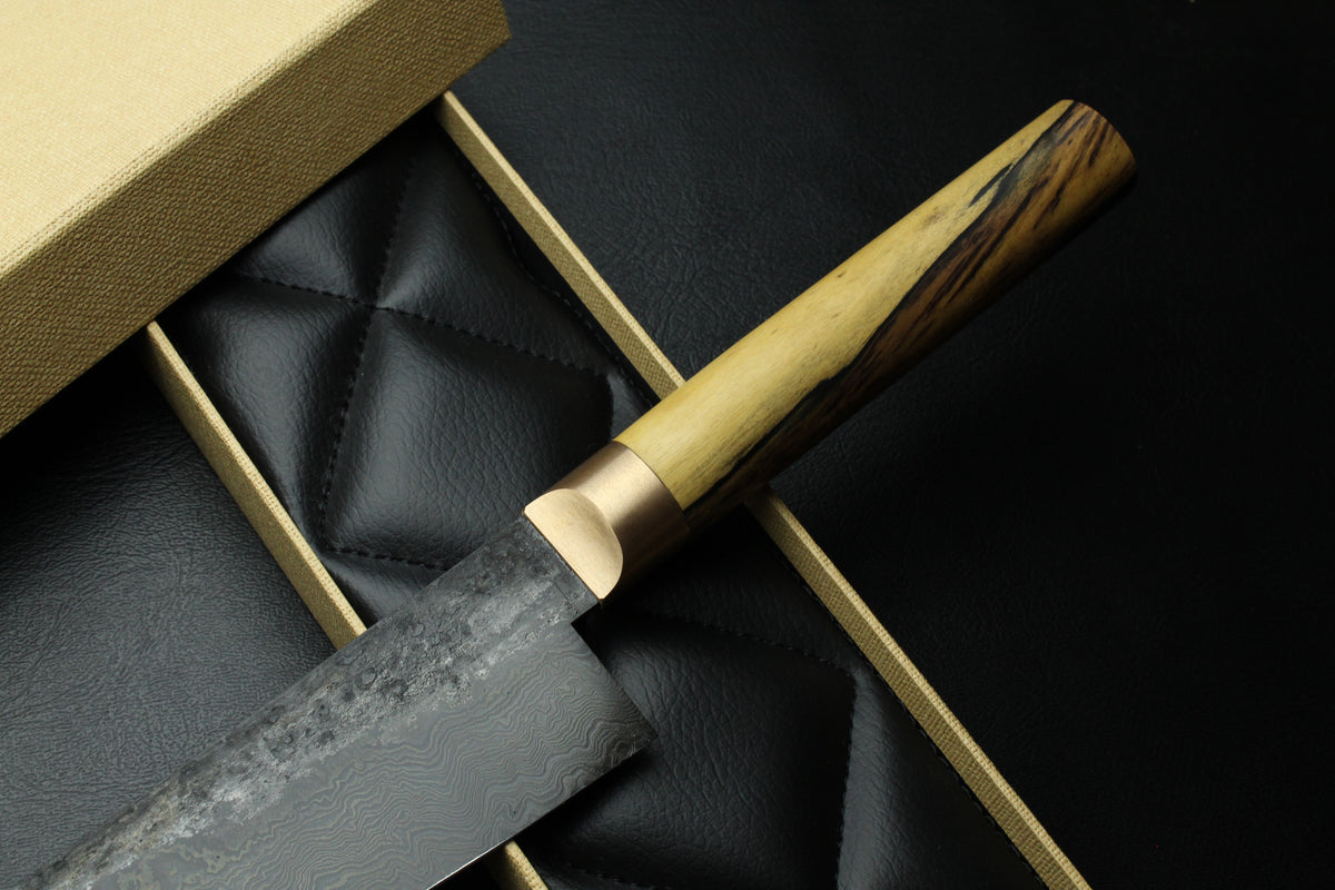 Gyuto 2 Schwarzes Damaszenerstahl B&W Königliches Ebenholz