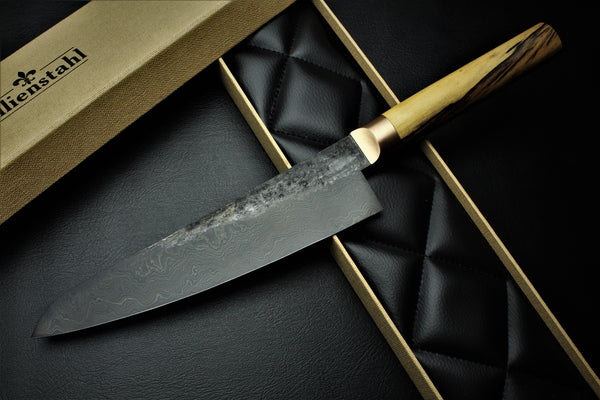 Gyuto 2 Black Damascus B&W Royal Ebony