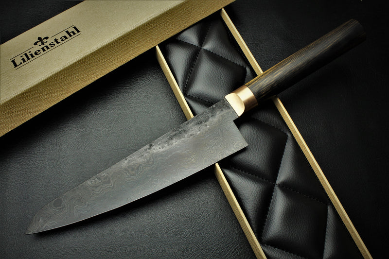 Gyuto 1 Black Damascus B&W Royal Ebony